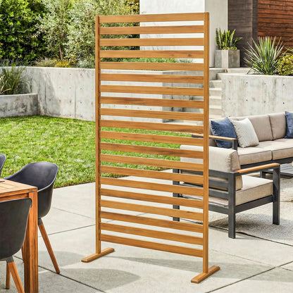 Wooden Privacy Screen, 66.9 x 31.5 in (170 x 80 cm) — Outdoor Trellis Room Divider for Garden, Patio, Deck, Brown