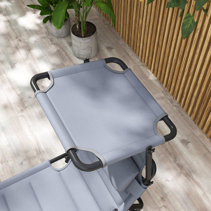 Folding Sun Lounger Outdoor Lounge Chair with Adjustable Canopy 4-Level Adjustable Backrest and Headrest for Terrace Pool 70x200x45 cm Gray