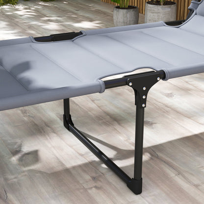 Folding Sun Lounger Outdoor Lounge Chair with Adjustable Canopy 4-Level Adjustable Backrest and Headrest for Terrace Pool 70x200x45 cm Gray
