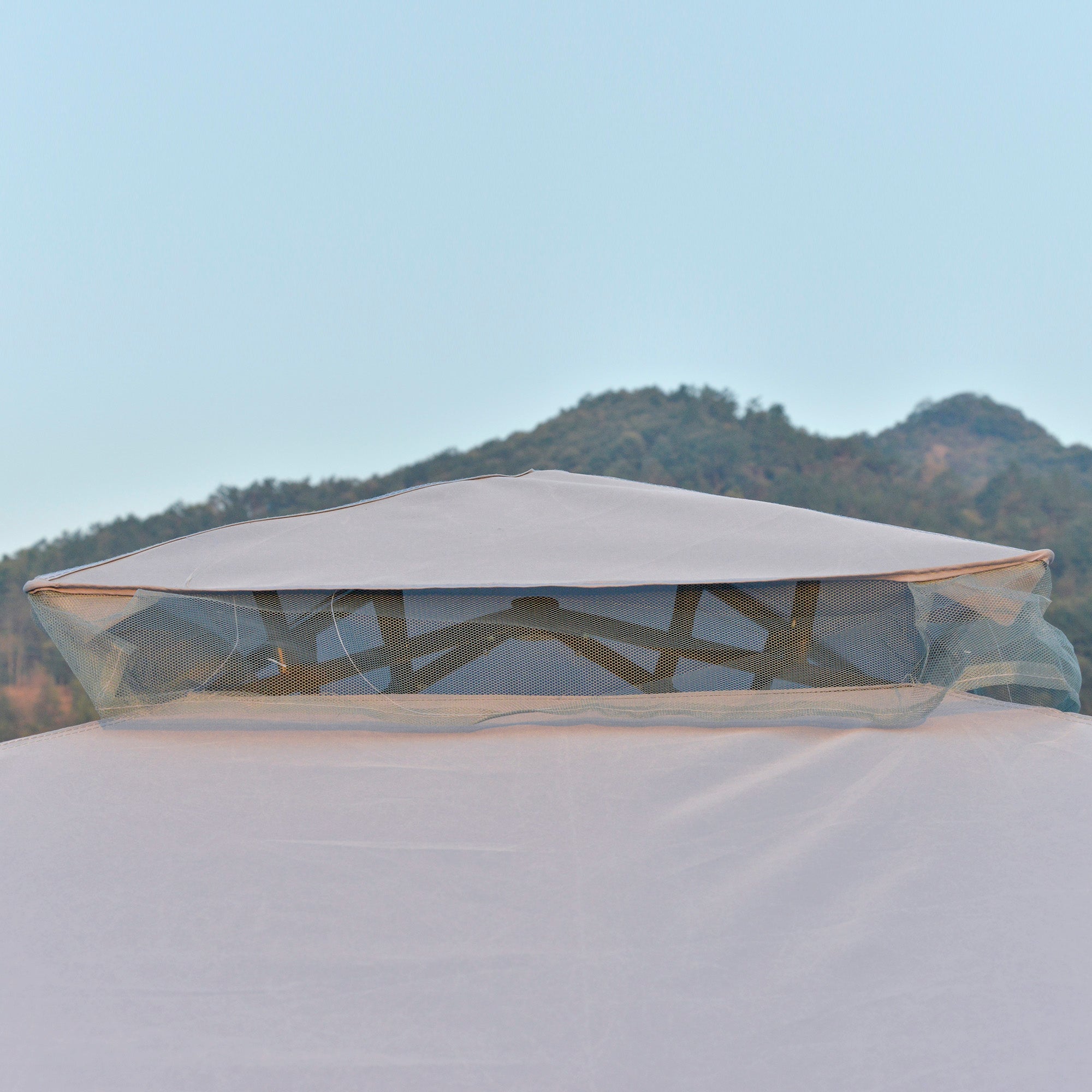 Pavilion with Double Roof, Approx. 3x3 m Waterproof Stable Winterproof Garden Pavilion with Mosquito Net, Side Panels, Metal Garden Pavilion, for Garden, Terrace, Light Gray