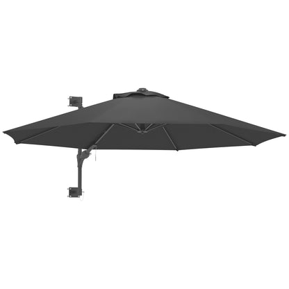 292 cm Rotating Wall Umbrella 180° Outdoor Terrace Umbrella with Crank Metal Bar Umbrella and Ventilation for Beach Garden Outdoor Patio Dark Gray