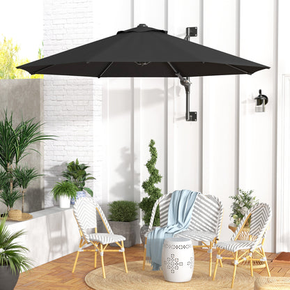 292 cm Rotating Wall Umbrella 180° Outdoor Terrace Umbrella with Crank Metal Bar Umbrella and Ventilation for Beach Garden Outdoor Patio Dark Gray