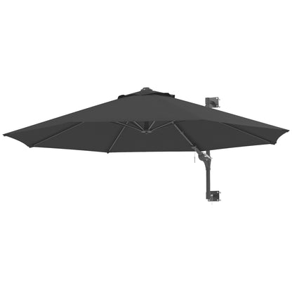292 cm Rotating Wall Umbrella 180° Outdoor Terrace Umbrella with Crank Metal Bar Umbrella and Ventilation for Beach Garden Outdoor Patio Dark Gray