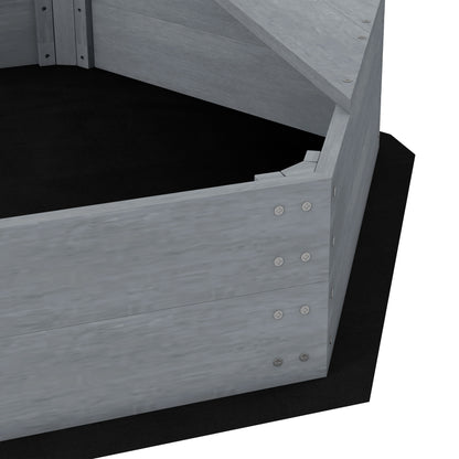 Wooden Kids Sandbox Sailboat Shaped Children's Sandbox with Flag and Rudder for Patio Garden 190x90x138 cm Dark Gray