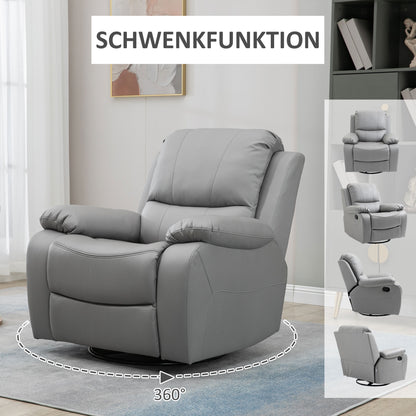 Recliner Chair TV Armchair with Reclining Function, Footrest, Swivel TV Armchair with Pocket Spring System for Living Room, Bedroom, Grey