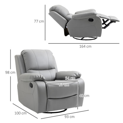 Recliner Chair TV Armchair with Reclining Function, Footrest, Swivel TV Armchair with Pocket Spring System for Living Room, Bedroom, Grey