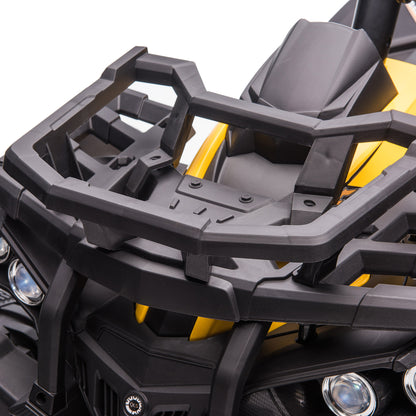 Electric Quad for Kids, 12V 10Ah Kids' Quad with Forward, Reverse Function, 2 Motors, USB Connection, MP3 Music Player, Kids Vehicle with Headlight 3-8 km/h, for 3-5 Years, Yellow