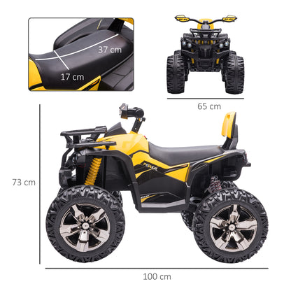 Electric Quad for Kids, 12V 10Ah Kids' Quad with Forward, Reverse Function, 2 Motors, USB Connection, MP3 Music Player, Kids Vehicle with Headlight 3-8 km/h, for 3-5 Years, Yellow