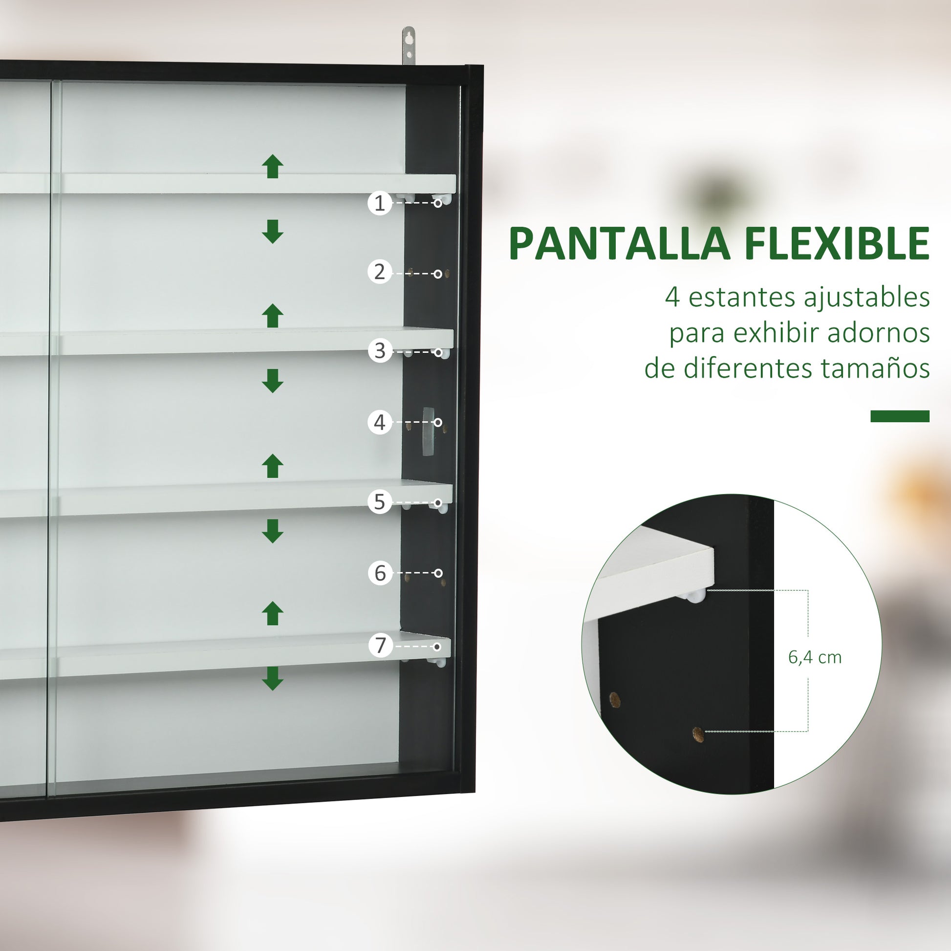 Showcase Wall Display Cabinet with Adjustable Shelves and 2 Sliding Glass Doors for Perfume Decorative Figures Collections 31.5x3.7x23.6 inches White and Black