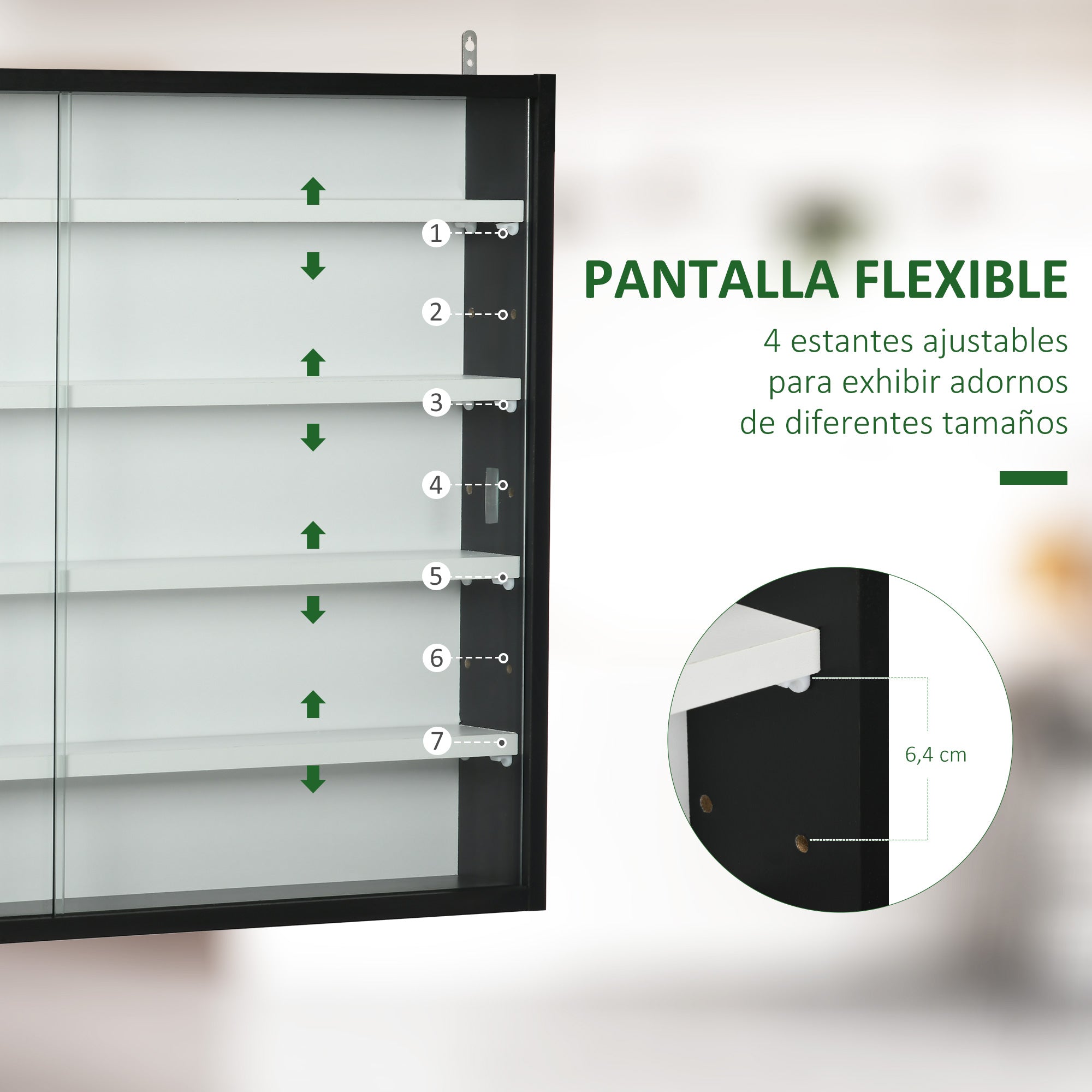 Showcase Wall Display Cabinet with Adjustable Shelves and 2 Sliding Glass Doors for Perfume Decorative Figures Collections 31.5x3.7x23.6 inches White and Black