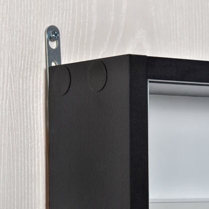 Showcase Wall Display Cabinet with Adjustable Shelves and 2 Sliding Glass Doors for Perfume Decorative Figures Collections 31.5x3.7x23.6 inches White and Black