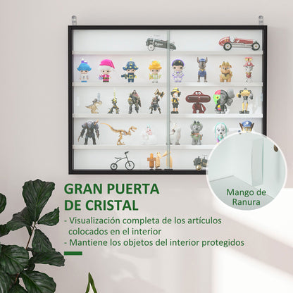 Showcase Wall Display Cabinet with Adjustable Shelves and 2 Sliding Glass Doors for Perfume Decorative Figures Collections 31.5x3.7x23.6 inches White and Black