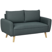 Modern 2-Seater Fabric Sofa with Thick Padding, Removable Cushions, 2-Seater Settee with Wooden Legs for Living Room, Lounge, Home and Office, 145x75x78 cm, Grey