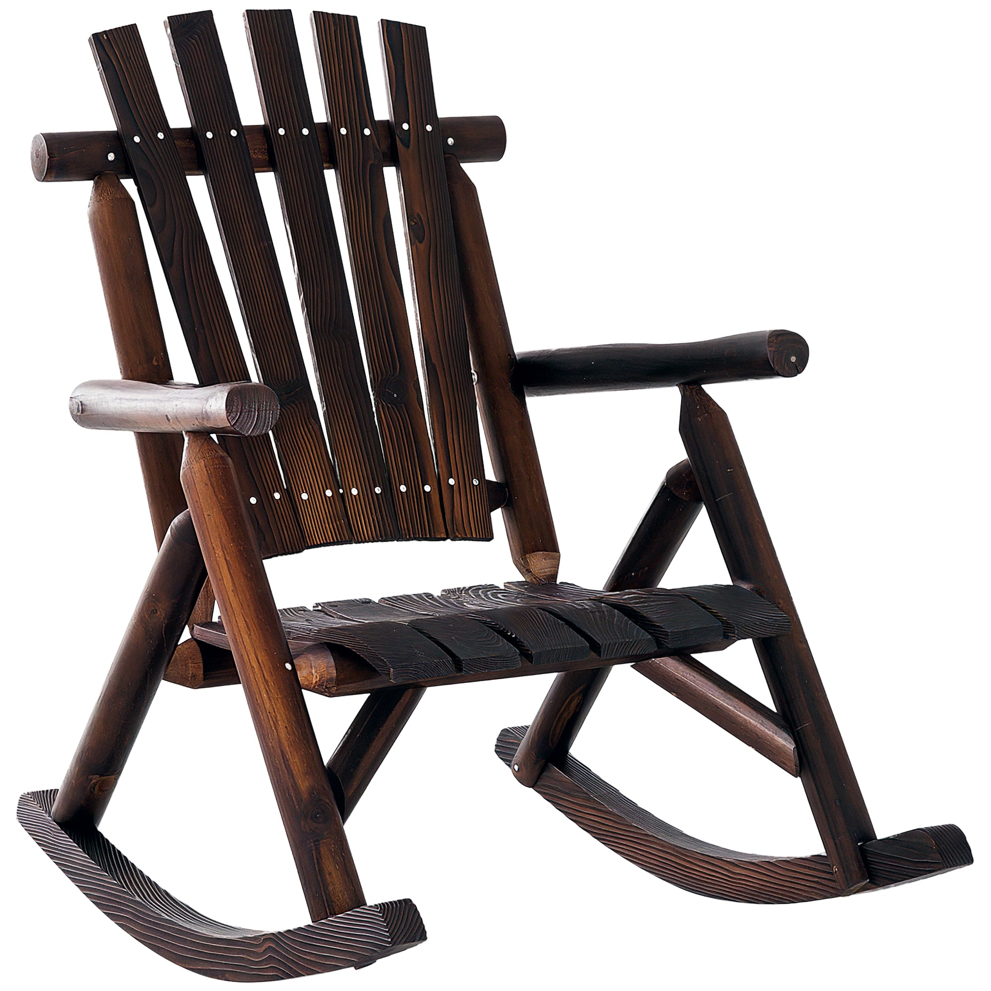 Rocking Chair with Armrest, Weatherproof, Solid Wood Charcoal, 97 x 69 x 93cm