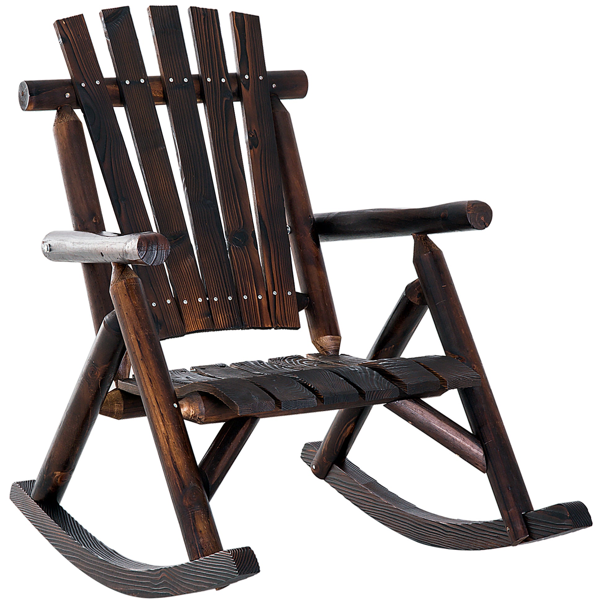 Rocking Chair with Armrest, Weatherproof, Solid Wood Charcoal, 97 x 69 x 93cm