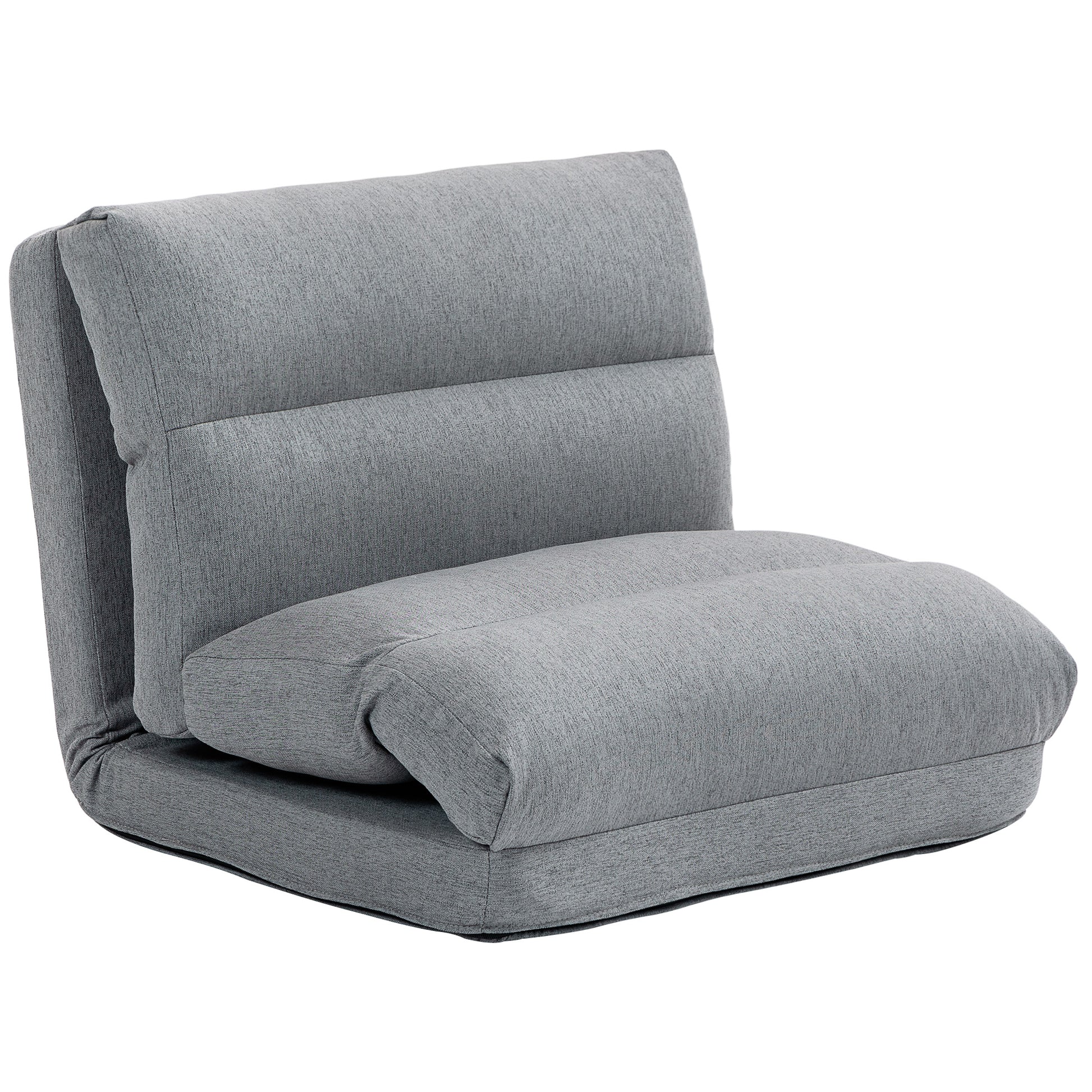 Floor Chair Floor Lounger with 6-Level Adjustable Backrest, Foldable Meditation Chair with Linen Look, Padded Floor Sofa for Living Room, Bedroom, Gray