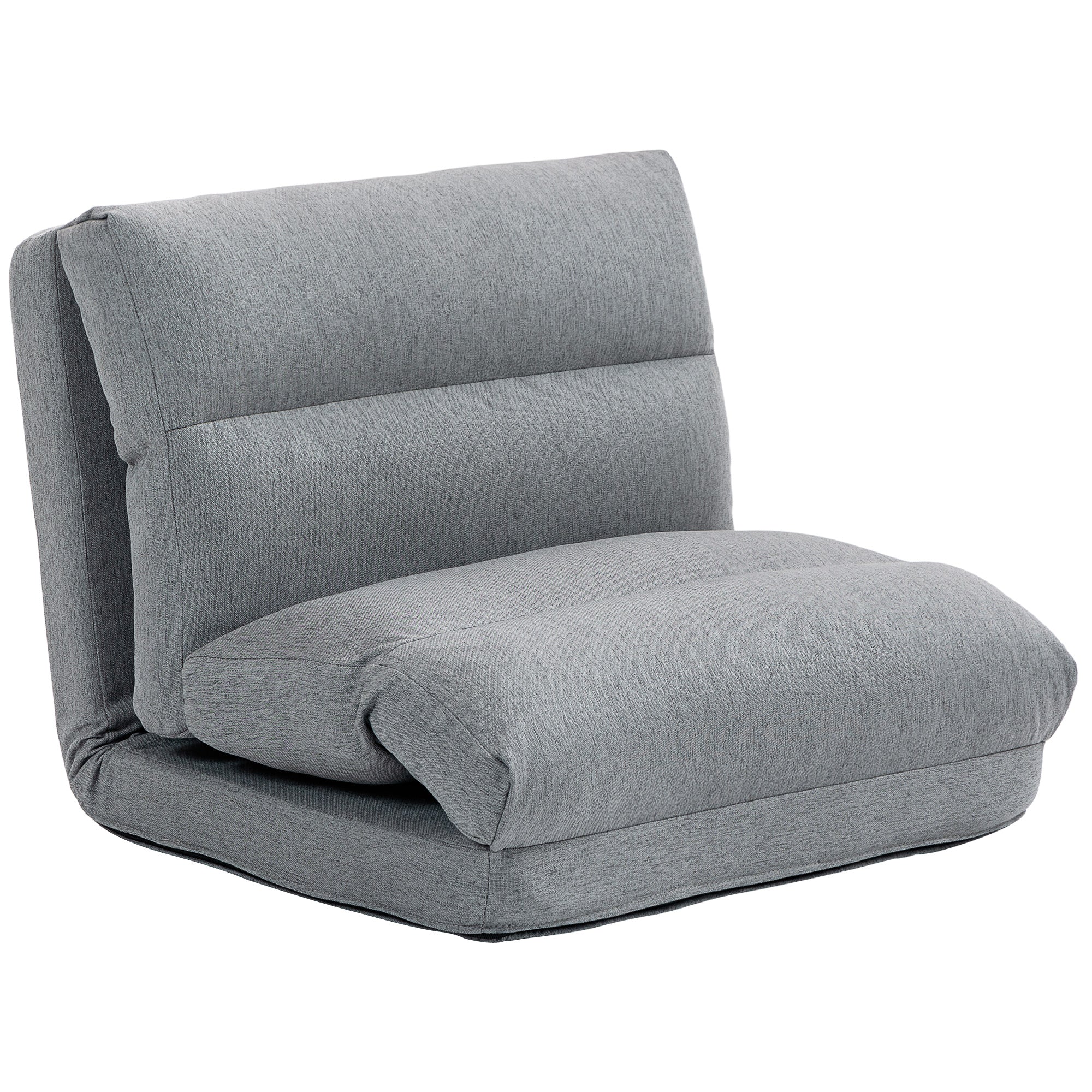Floor Chair Floor Lounger with 6-Level Adjustable Backrest, Foldable Meditation Chair with Linen Look, Padded Floor Sofa for Living Room, Bedroom, Gray