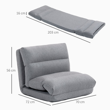 Floor Chair Floor Lounger with 6-Level Adjustable Backrest, Foldable Meditation Chair with Linen Look, Padded Floor Sofa for Living Room, Bedroom, Gray