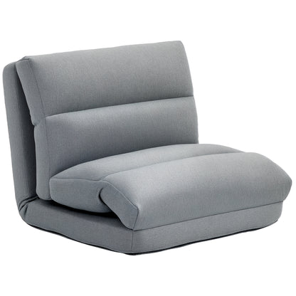 Floor Chair Floor Lounger with 6-Level Adjustable Backrest, Foldable Meditation Chair with Linen Look, Padded Floor Sofa for Living Room, Bedroom, Gray