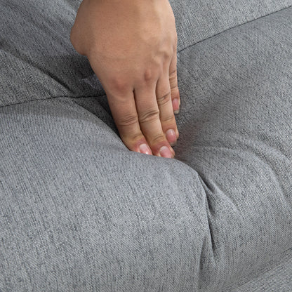 Floor Chair Floor Lounger with 6-Level Adjustable Backrest, Foldable Meditation Chair with Linen Look, Padded Floor Sofa for Living Room, Bedroom, Gray