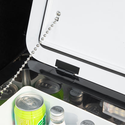 Portable Electric Cooler 25L 12/24V up to -20℃ Compressor Fridge and Freezer for Car with LED Light and Foldable Handles Low Energy Consumption for Home Camping 58.5x33.5x35.2 cm White