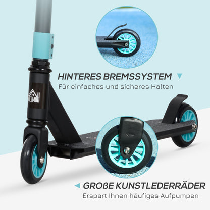 Stunt Scooter with 360° steering, ABEC 9 bearings, 100mm faux leather wheels, aluminum stunt scooter supports up to 100kg, kick scooter trick roller fun scooter for kids aged 14 and above