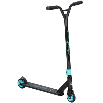 Stunt Scooter with 360° steering, ABEC 9 bearings, 100mm faux leather wheels, aluminum stunt scooter supports up to 100kg, kick scooter trick roller fun scooter for kids aged 14 and above