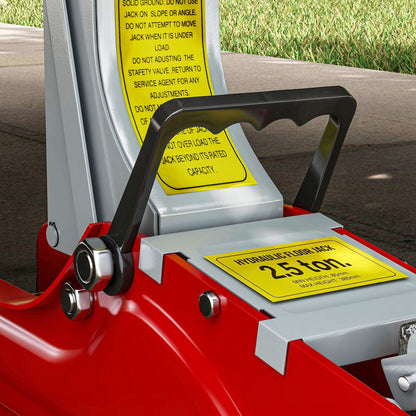 Sturdy Steel Low Profile Hydraulic Jack, Maximum Load of 2500 kg, Lifting Capacity of 8 to 38 cm, Red