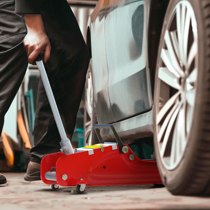 Sturdy Steel Low Profile Hydraulic Jack, Maximum Load of 2500 kg, Lifting Capacity of 8 to 38 cm, Red