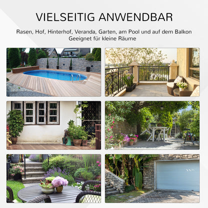 Garden Table, Round Folding Table, Ø68 cm Camping Table, Side Table, Garden Dining Table with Rattan Decor, for Balcony, Terrace, Steel, Brown