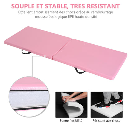 Gymnastics Yoga Pilates Fitness Folding Portable Mat Large Comfort 180L x 60W x 5H cm Synthetic Coating Pink