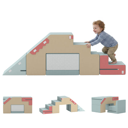 Kids Foam Building Blocks 2-Pack — Non-Slip Giant Soft Blocks with Velvet Finish, Foldable Slide & Climb, Colorful