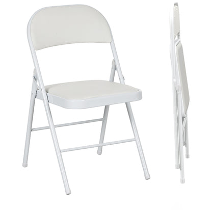 Set of 2 Folding Chairs Foldable Chairs with Backrest and Steel Frame for Living Room Office Study 45x46x78 cm White