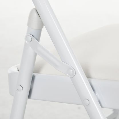 Set of 2 Folding Chairs Foldable Chairs with Backrest and Steel Frame for Living Room Office Study 45x46x78 cm White