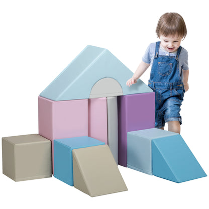 11-Piece Soft Building Blocks, Foam Blocks, Building Block Set for Climbing, Soft Giant Building Blocks, Building Bricks for 1-3 Years Old Kids, Faux Leather, Multicolored