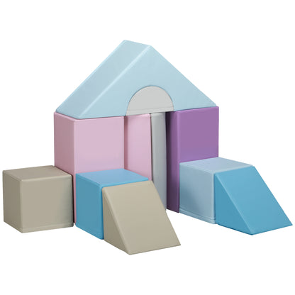 11-Piece Soft Building Blocks, Foam Blocks, Building Block Set for Climbing, Soft Giant Building Blocks, Building Bricks for 1-3 Years Old Kids, Faux Leather, Multicolored