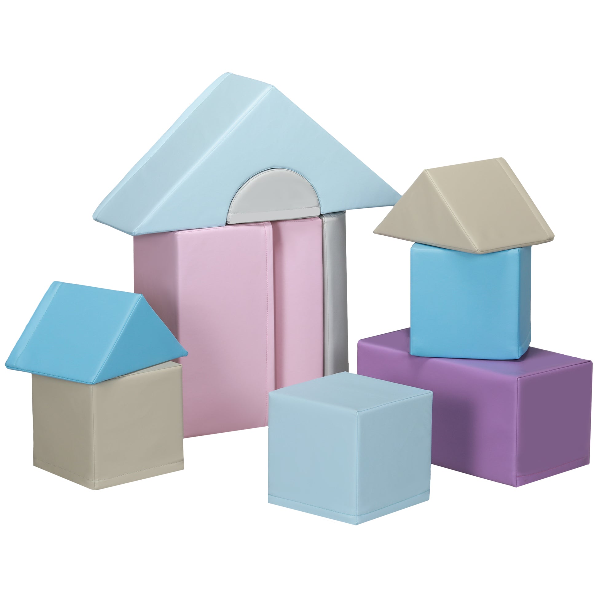 11-Piece Soft Building Blocks, Foam Blocks, Building Block Set for Climbing, Soft Giant Building Blocks, Building Bricks for 1-3 Years Old Kids, Faux Leather, Multicolored