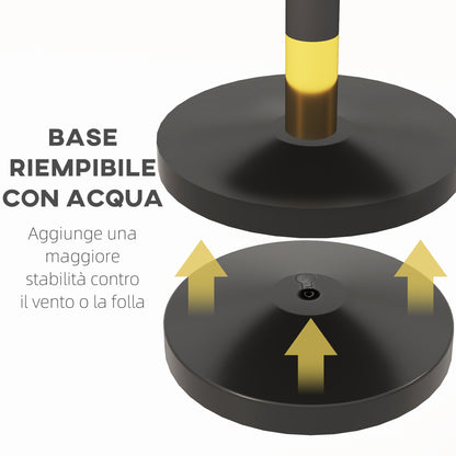 Path Marking Columns with 1.5m Velvet Rope and Fillable Base, Stainless Steel Delimitation Poles, for Hotels and Restaurants, Ø32x96 cm, Black