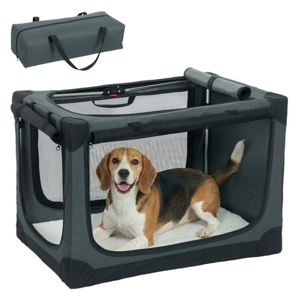 Foldable Soft Dog & Cat Carrier — Travel Crate with Cushion, Washable Cover, Breathable 600D Oxford, 30 x 21 x 21 in (76 x 54 x 54 cm), Green