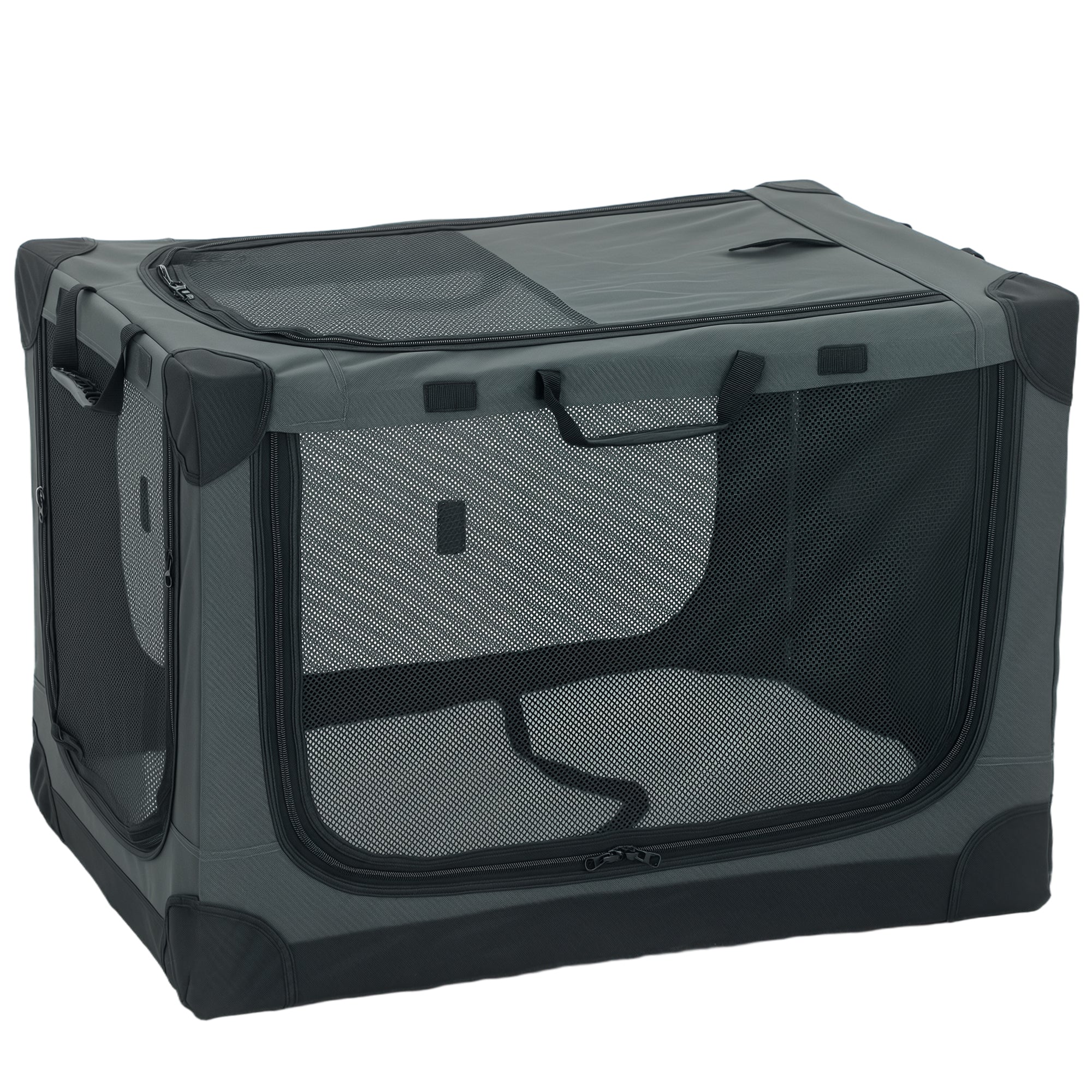 Foldable Soft Dog & Cat Carrier — Travel Crate with Cushion, Washable Cover, Breathable 600D Oxford, 30 x 21 x 21 in (76 x 54 x 54 cm), Green