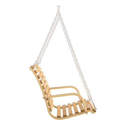 2-Seater Wooden Hanging Swing Bench Load Capacity 250 kg for Garden Terrace Balcony Outdoor 141.5x51x78 cm Natural