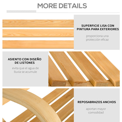 2-Seater Wooden Hanging Swing Bench Load Capacity 250 kg for Garden Terrace Balcony Outdoor 141.5x51x78 cm Natural