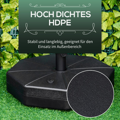 Umbrella Stand up to 40kg Fillable Umbrella Stand Octagonal Umbrella Holder, Umbrella Weight, Stand for Umbrella 38/48mm Pole Diameter, for Balcony, Terrace, Garden, Black