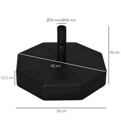 Umbrella Stand up to 40kg Fillable Umbrella Stand Octagonal Umbrella Holder, Umbrella Weight, Stand for Umbrella 38/48mm Pole Diameter, for Balcony, Terrace, Garden, Black