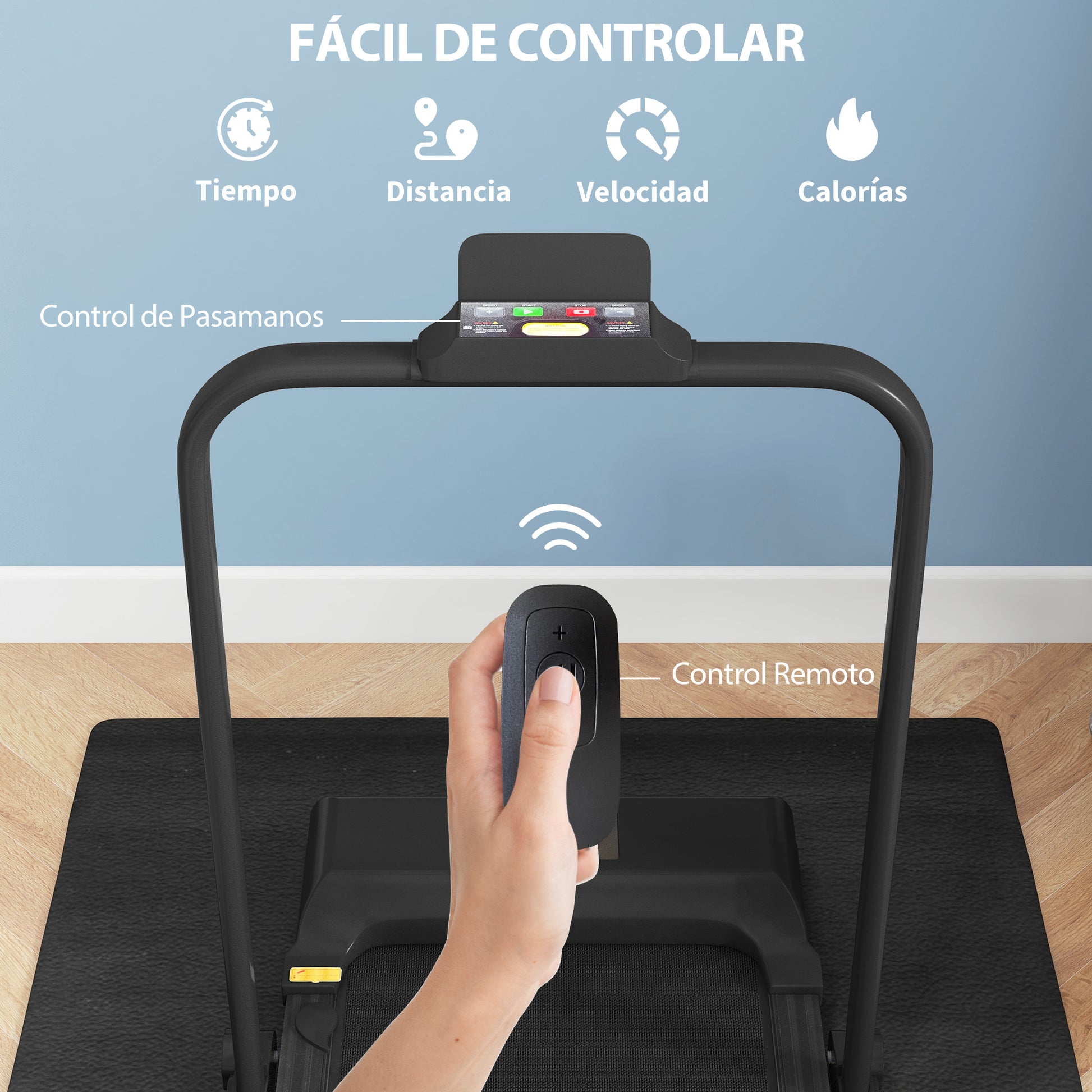 2-in-1 Folding Treadmill Walking Running Machine with LED Display Adjustable Speed Max. 10 km/h Remote Control Electric Treadmill Under Desk Black