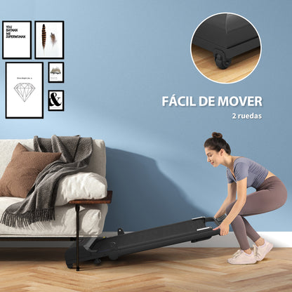 2-in-1 Folding Treadmill Walking Running Machine with LED Display Adjustable Speed Max. 10 km/h Remote Control Electric Treadmill Under Desk Black