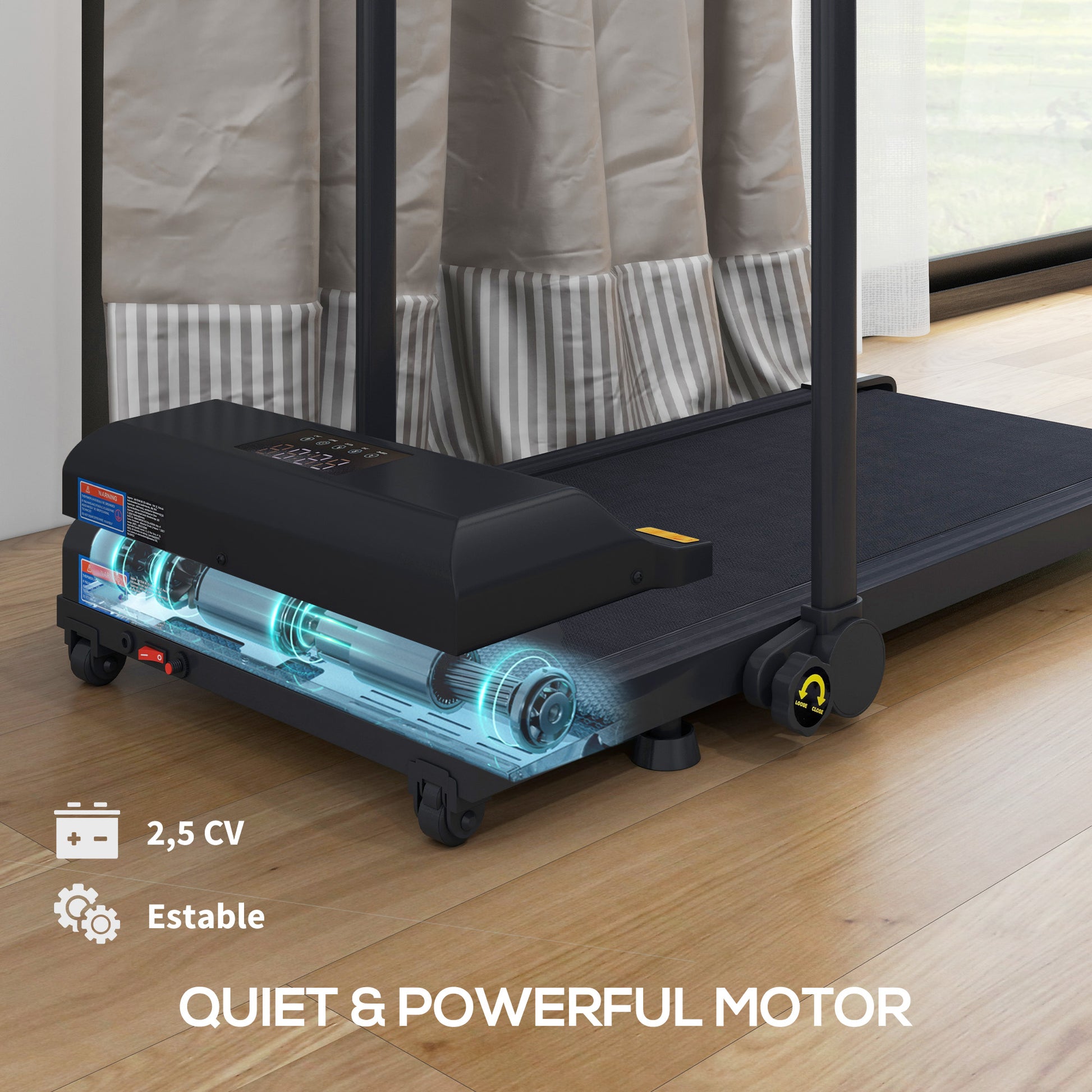2-in-1 Folding Treadmill Walking Running Machine with LED Display Adjustable Speed Max. 10 km/h Remote Control Electric Treadmill Under Desk Black