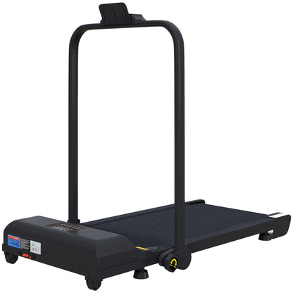 2-in-1 Folding Treadmill Walking Running Machine with LED Display Adjustable Speed Max. 10 km/h Remote Control Electric Treadmill Under Desk Black