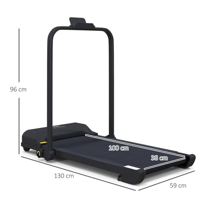 2-in-1 Folding Treadmill Walking Running Machine with LED Display Adjustable Speed Max. 10 km/h Remote Control Electric Treadmill Under Desk Black