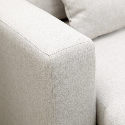 Corner Sofa with Bed Function, L-Shaped Couch including 2-Seater Sofa, Single Bed, L-Form Sleeper Sofa with Storage, 2 Linen-Style Cushions for Cream White Living Room